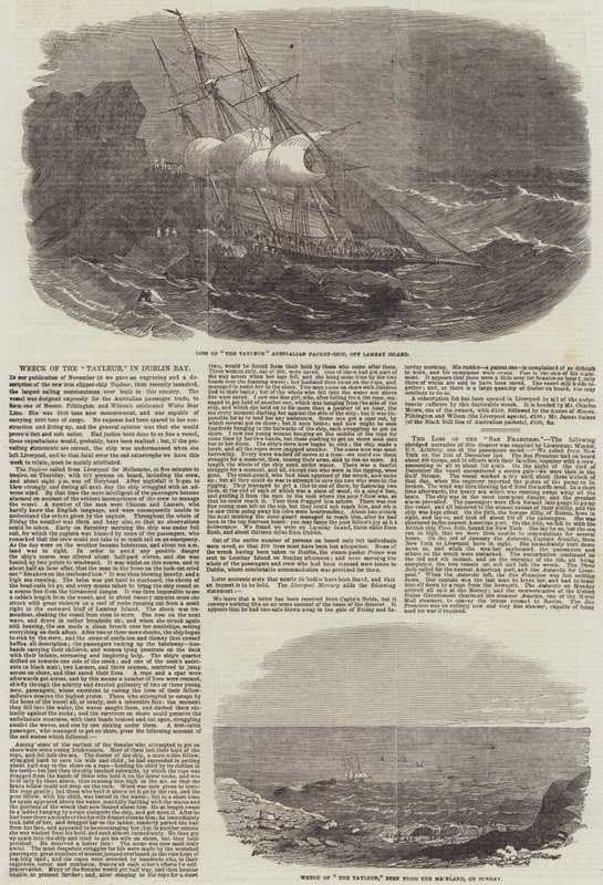 Wrack der "Tayleur" in der Dublin Bay (Gravur) von English School
