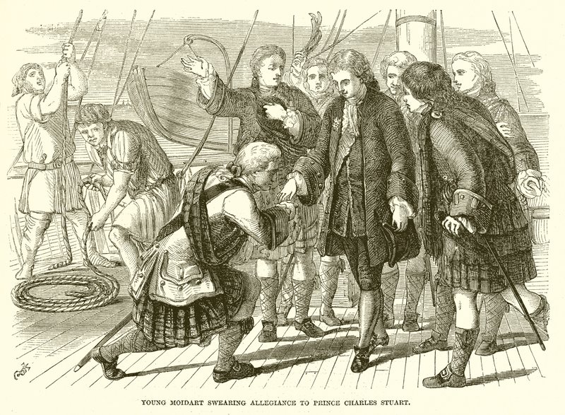 Der junge Moidart schwört Prinz Charles Stuart die Treue von English School