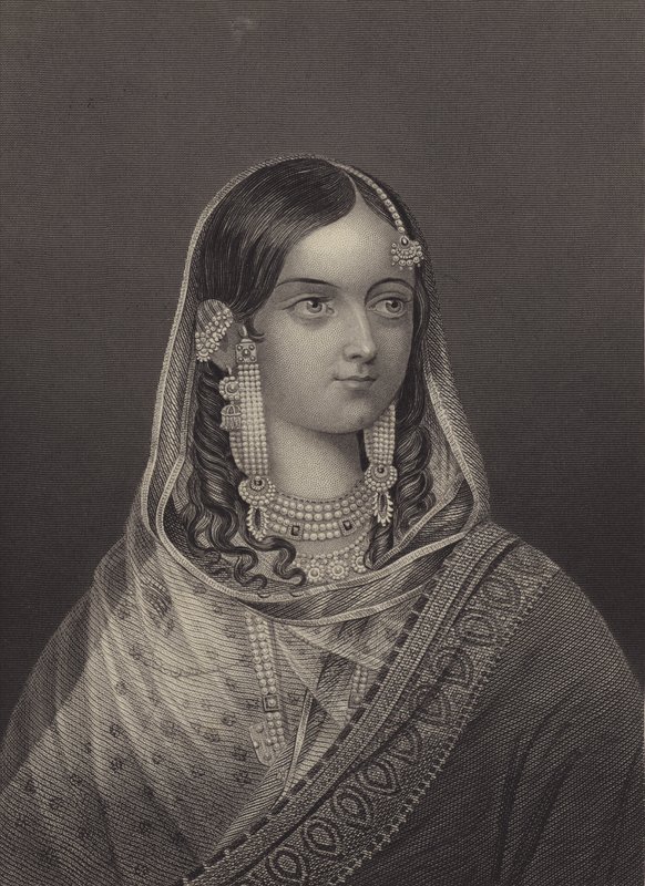 Zinat Mahal, Lieblingsfrau von Bahadur Shah II., letzter Mogulkaiser (Gravur) von English School