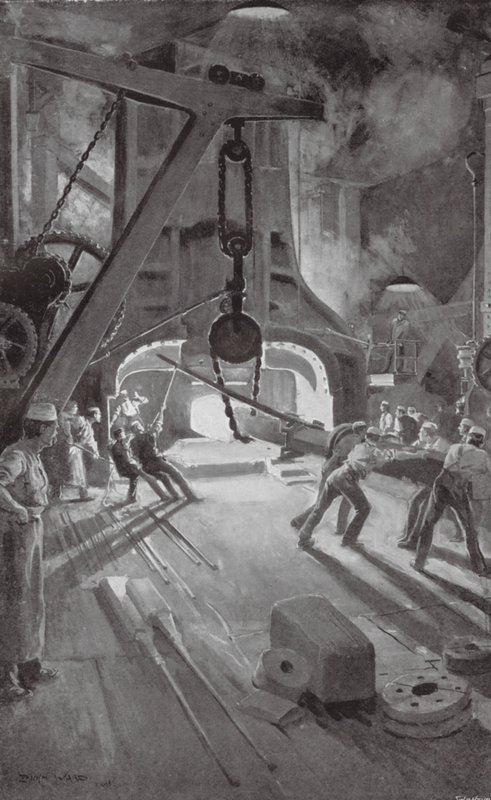 Der 40-Tonnen-Dampfhammer bei der Arbeit im Woolwich Arsenal von Enoch Ward