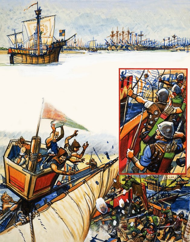 Sammelalbum des britischen Seemanns: Schlacht bei Sluys von Eric Parker