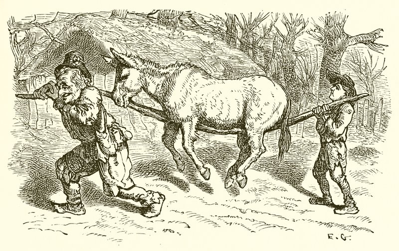 Der alte Mann, sein Sohn und der Esel von Ernest Henry Griset
