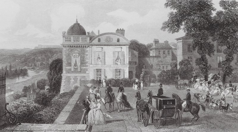 Saint Germain, Das Café, Pavillon von Heinrich IV (Stich) von Eugene Louis (after) Lami