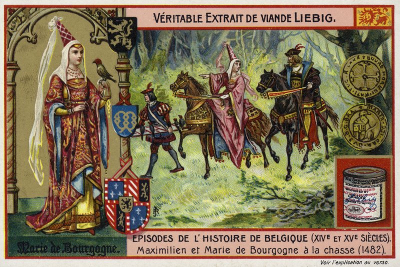 Maria von Burgund und ihr Ehemann, Erzherzog Maximilian von Österreich, auf der Jagd, 1482 von European School
