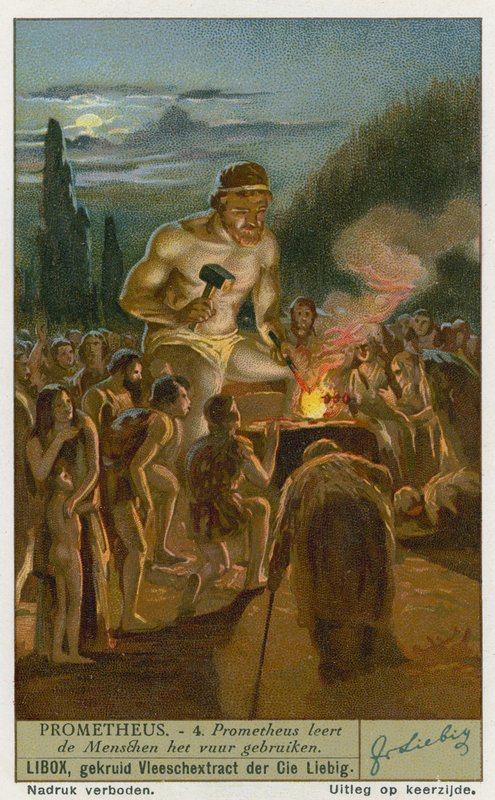 Prometheus lehrt den Menschen, Feuer zu benutzen von European School