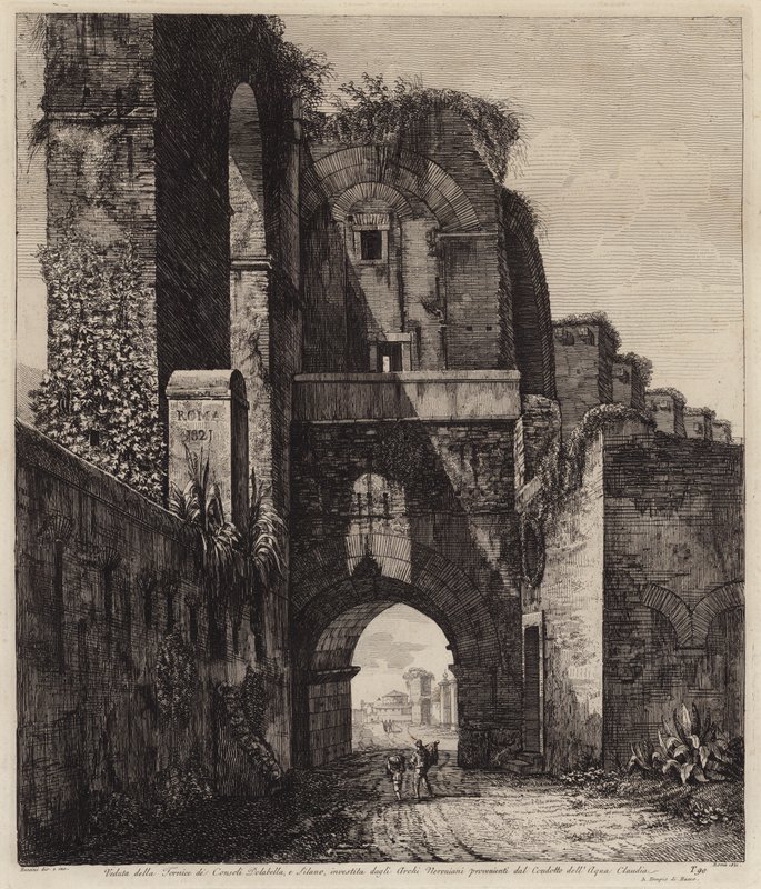 Bögen der Konsuln Dolabella und Silanus innerhalb der neronischen Bögen der Acqua Claudia, Rom, Italien von European School