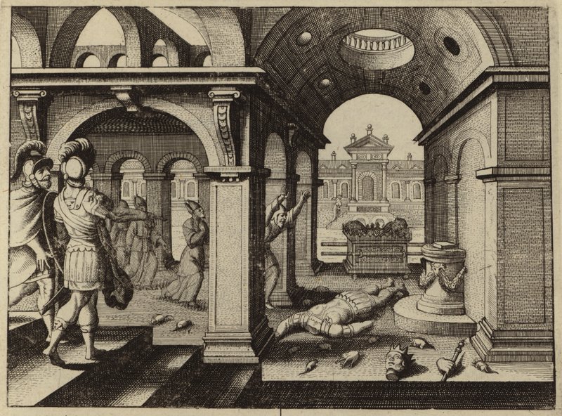 Die erbeutete Bundeslade im Philistertempel von Dagon von European School