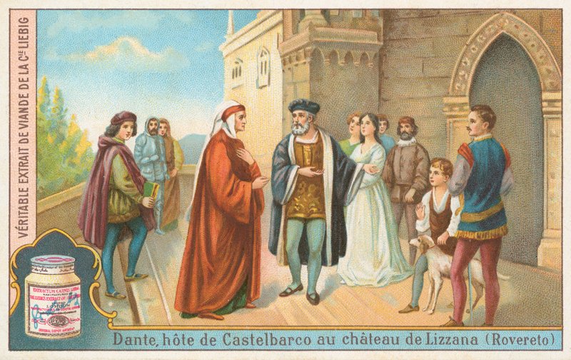 Dante, Liebig-Karte, frühes 20. Jahrhundert von European School