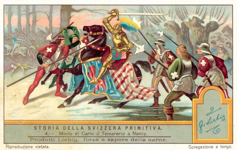 Tod von Karl dem Kühnen in der Schlacht bei Nancy, 1477 von European School