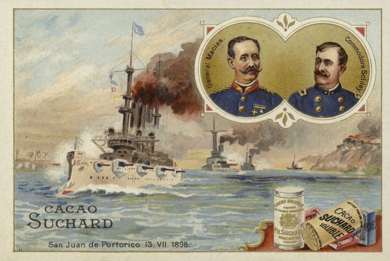 General Manuel Macias und Commodore Winfield Scott Schley, San Juan de Puerto Rico, Spanisch-Amerikanischer Krieg, 13. Juli 1898 von European School