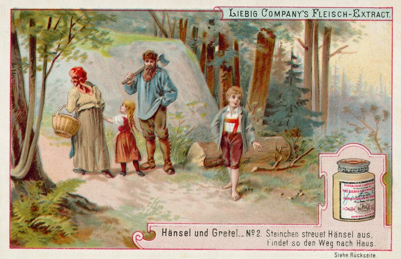 Hänsel und Gretel: Hänsel hinterlässt eine Spur aus Kieselsteinen, um den Weg nach Hause zu finden von European School