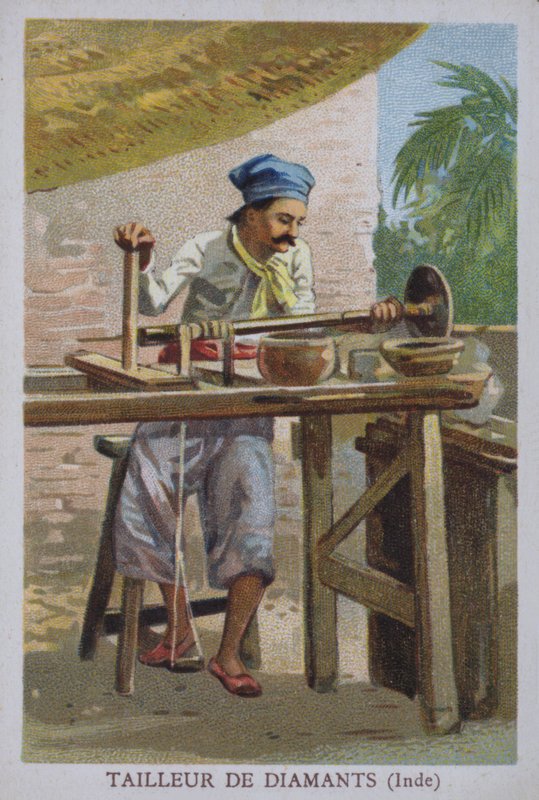 Indischer Diamantenschleifer (Farblithografie) von European School