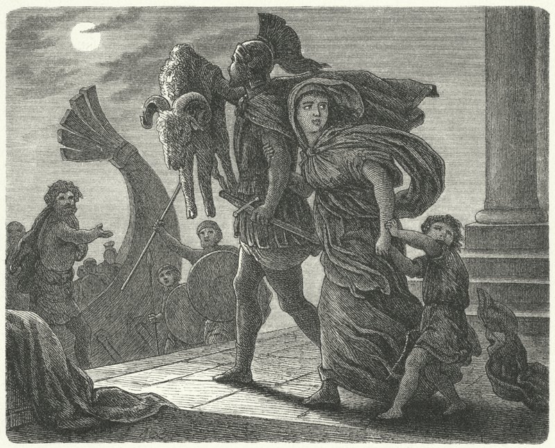 Jason flieht mit Medea und dem Goldenen Vlies auf der Argo aus Kolchis von European School