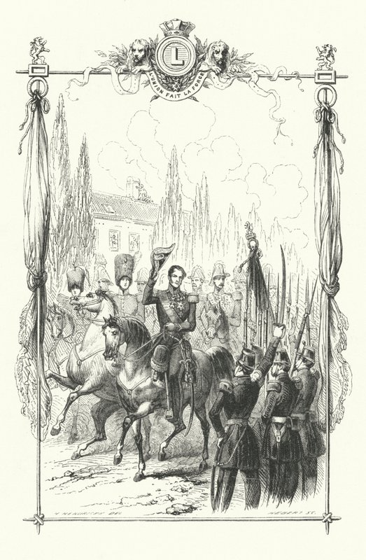 König Leopold I., der Herzog von Brabant und der Graf von Flandern bei einer Militärparade, Belgien von European School