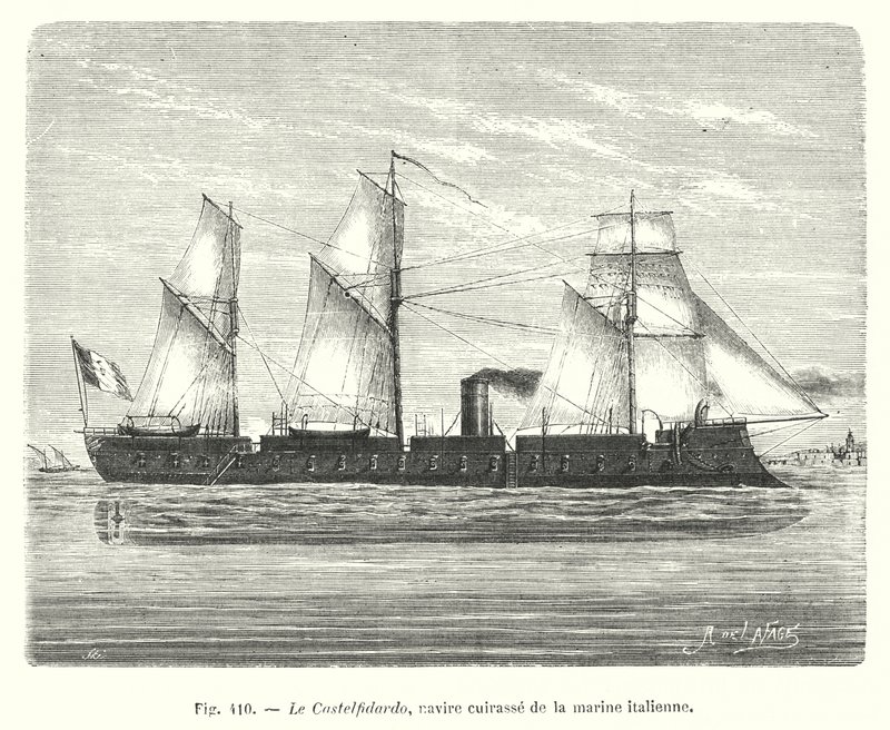 Le Castelfidardo, gepanzertes Schiff der italienischen Marine von European School