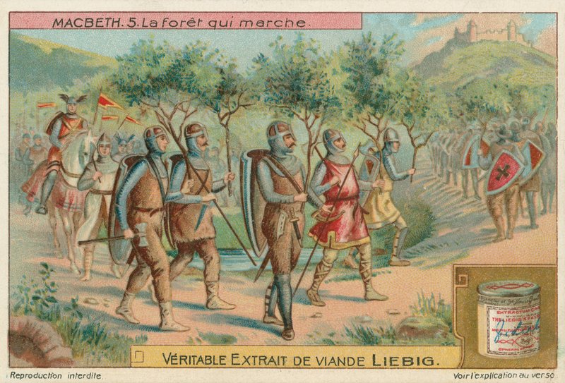 Macbeth. Der Wald, der marschierte, Liebig-Karte, frühes 20. Jahrhundert von European School