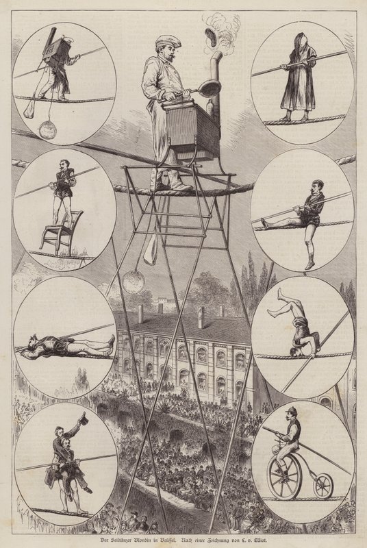 Auftritt des französischen Seiltänzers und Akrobaten Charles Blondin in Brüssel von European School