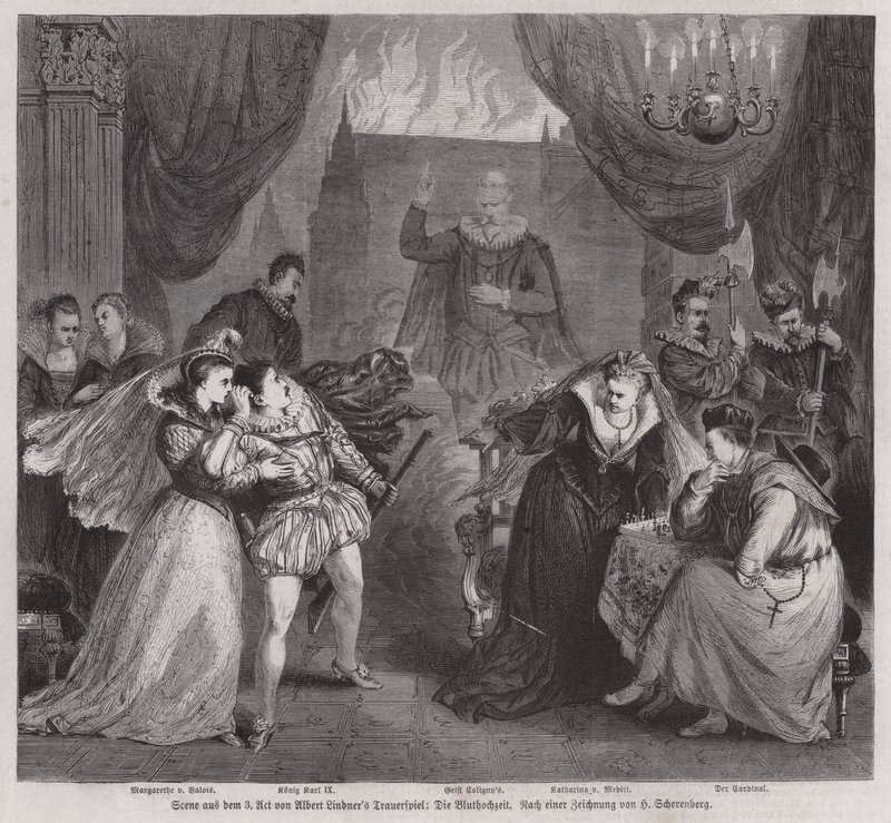 Szene aus Akt III des deutschen Dramatikers Albert Lindners Tragödie Die Bluthochzeit von European School
