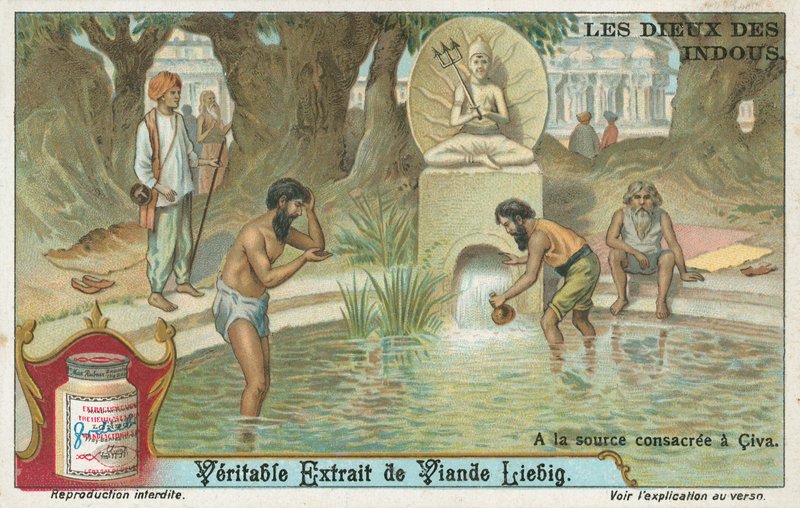 Shiva, indische Gottheit, Liebig-Karte, frühes 20. Jahrhundert von European School