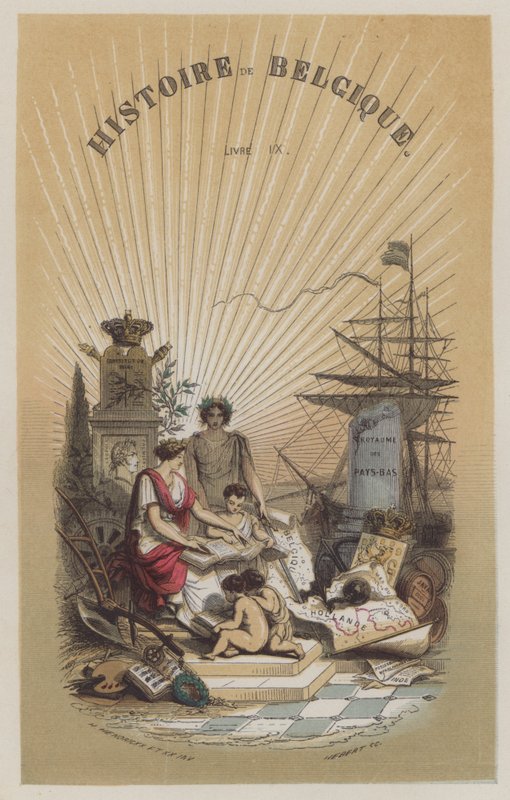Die Geschichte Belgiens (farbige Gravur) von European School
