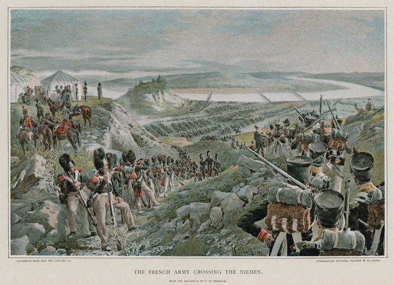 Französische Armee überquert den Niemen von Felicien baron de Myrbach-Rheinfeld