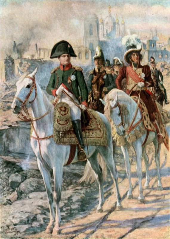 Napoleon in den Ruinen von Smolensk von Felicien baron de Myrbach Rheinfeld