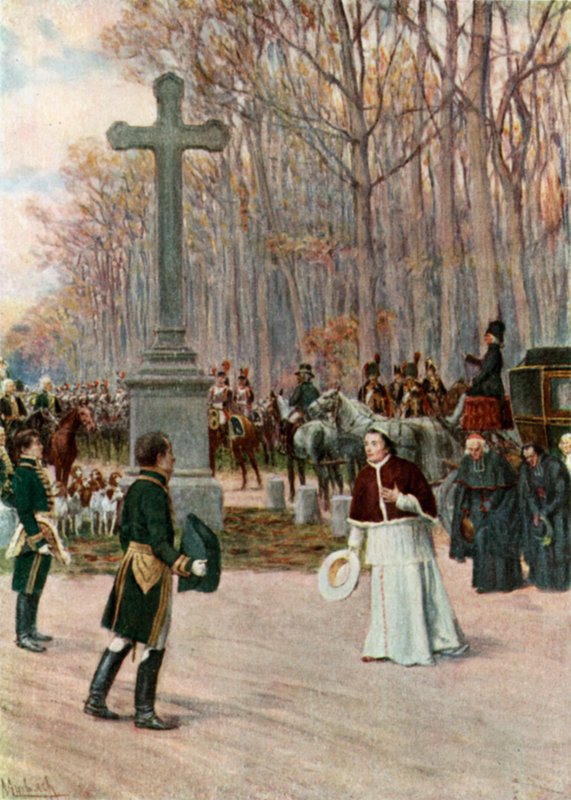 Das Treffen von Napoleon und dem Papst in Fontainebleau von Felicien baron de Myrbach Rheinfeld