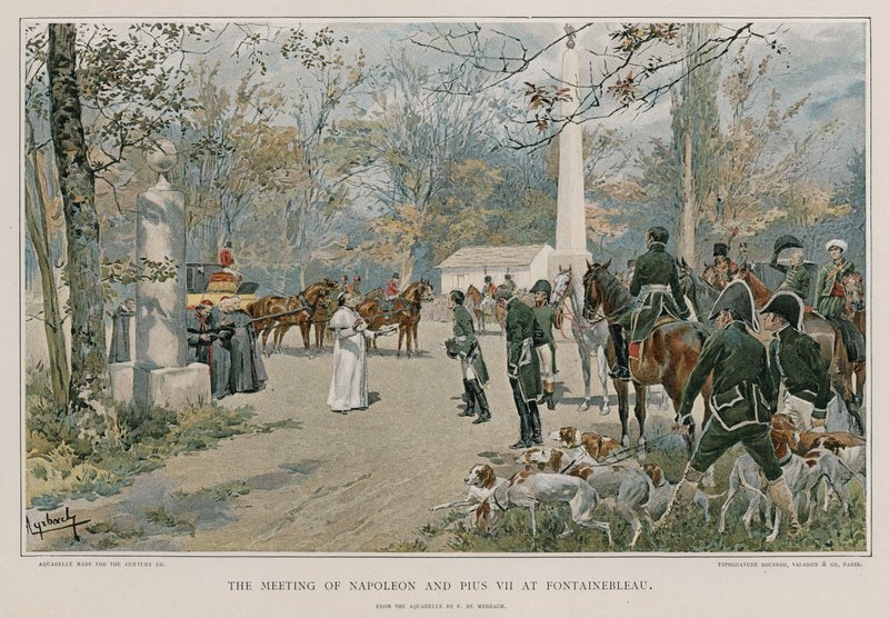 Das Treffen von Napoleon und Pius VII. in Fontainebleau von Felicien baron de Myrbach-Rheinfeld