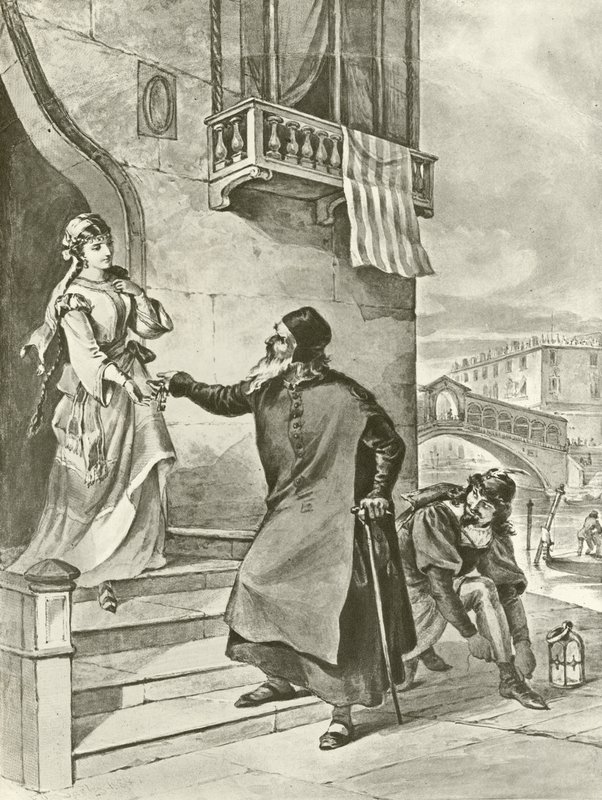 Der Kaufmann von Venedig. Akt II, Szene V von Felix Octavius Carr Darley