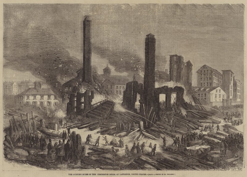 Die brennenden Ruinen der Pemberton Mills in Lawrence, USA von Felix Thorigny