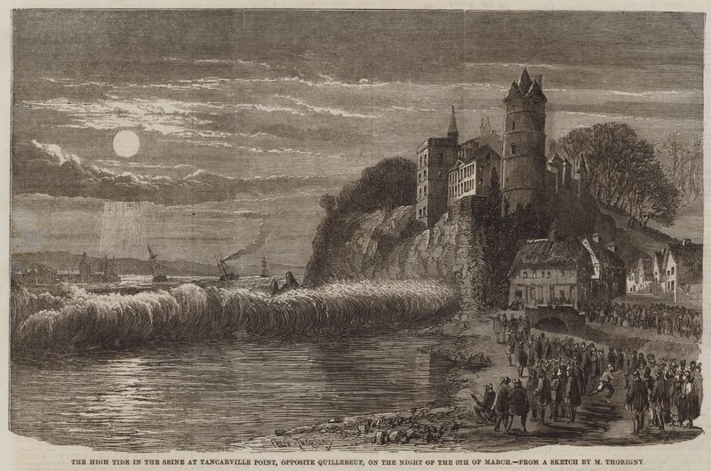 Die Flut in der Seine bei Tancarville Point, gegenüber von Quillebeuf, in der Nacht des 9. März von Felix Thorigny