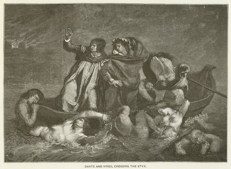 Dante und Virgil überqueren den Styx von Ferdinand Victor Eugene Delacroix