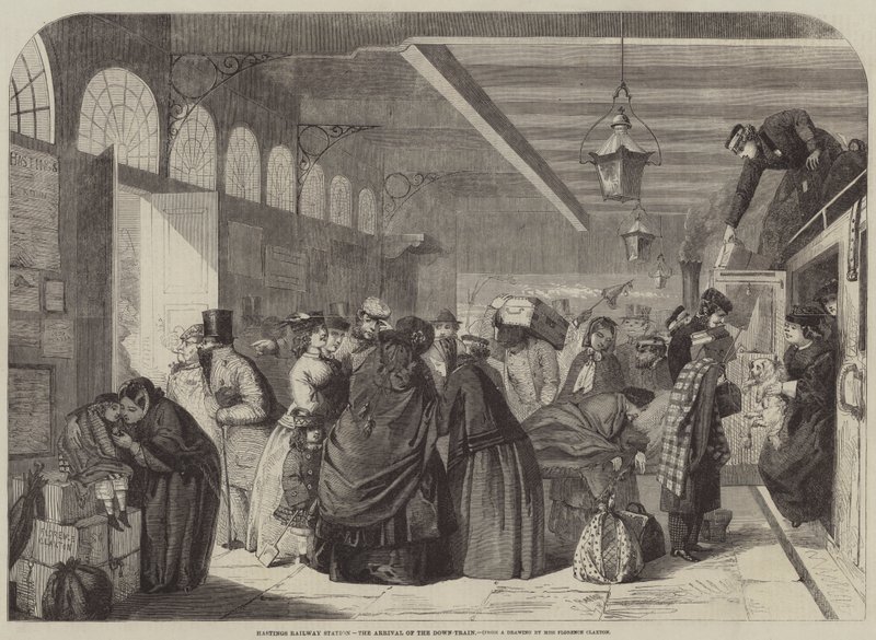Bahnhof Hastings, die Ankunft des Zuges von Florence Claxton