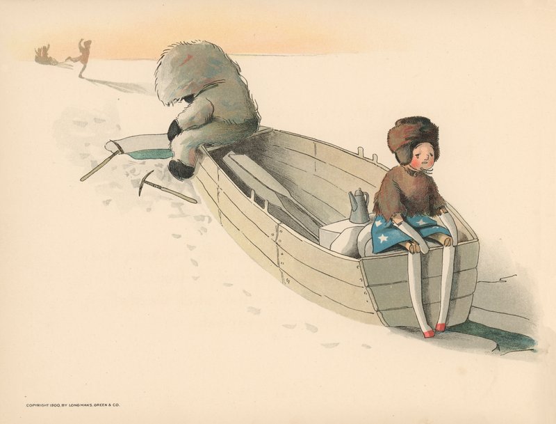 Illustration für Die Golliwoggs Polarabenteuer von Florence K. Upton