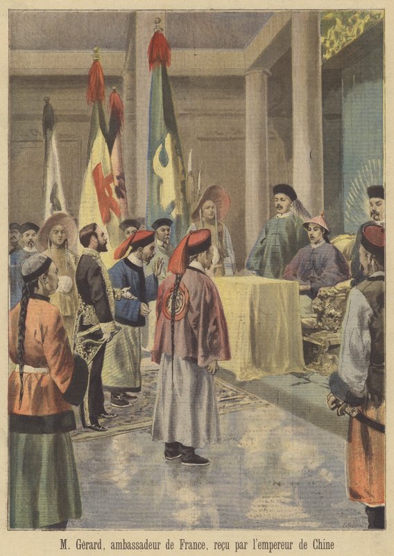 Auguste Gérard, der französische Botschafter in China, wird vom Kaiser empfangen von Fortune Louis Meaulle