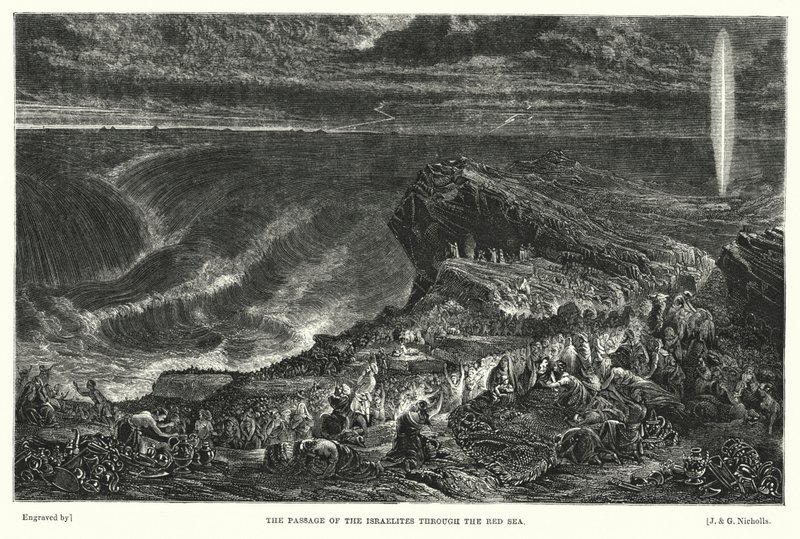 Der Durchzug der Israeliten durch das Rote Meer (Gravur) von Francis (after) Danby
