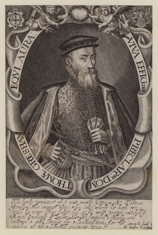 Sir Thomas Gresham, englischer Kaufmann und Finanzier, Gründer der Royal Exchange von Francis (after) Delaram