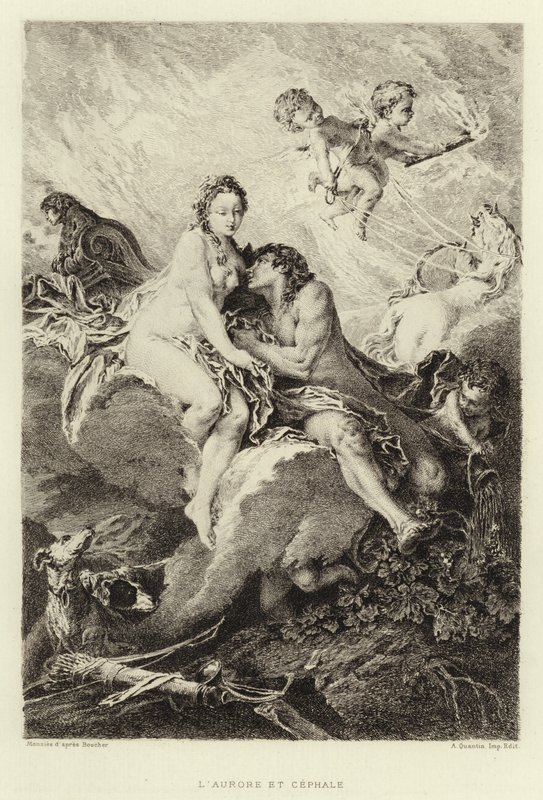 Die Morgenröte und Kephalos (Stich) von Francois (after) Boucher