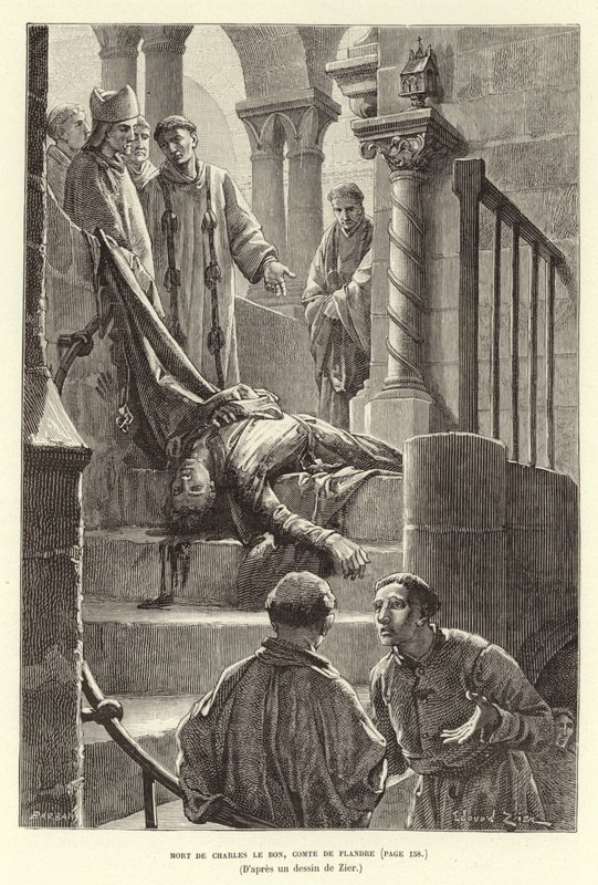 Tod von Karl dem Guten, Graf von Flandern, Brügge von Francois Edouard (after) Zier
