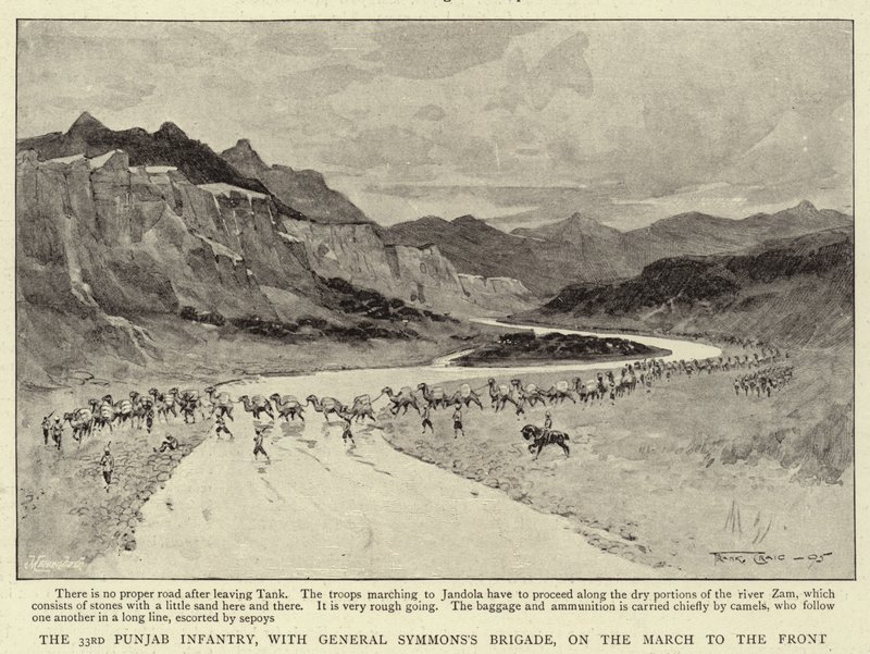 Die 33. Punjab-Infanterie mit der Brigade von General Symmons auf dem Marsch zur Front von Frank Craig
