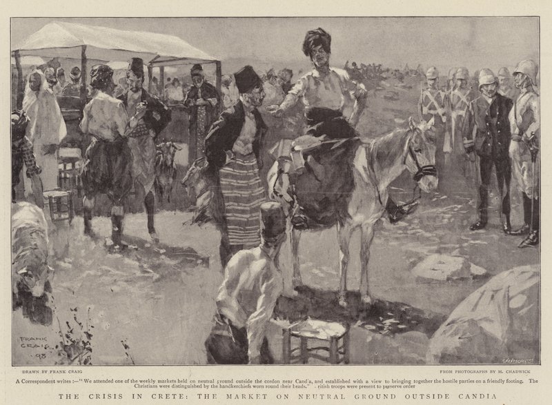 Die Krise auf Kreta, der Markt auf neutralem Boden außerhalb von Candia von Frank Craig
