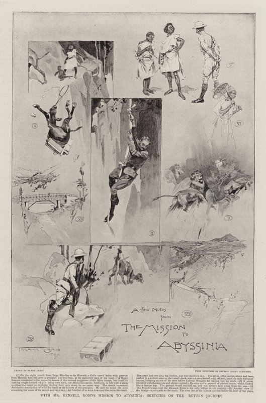 Mit der Mission von Mr. Rennell Rodd nach Abessinien, Skizzen auf der Rückreise von Frank Craig