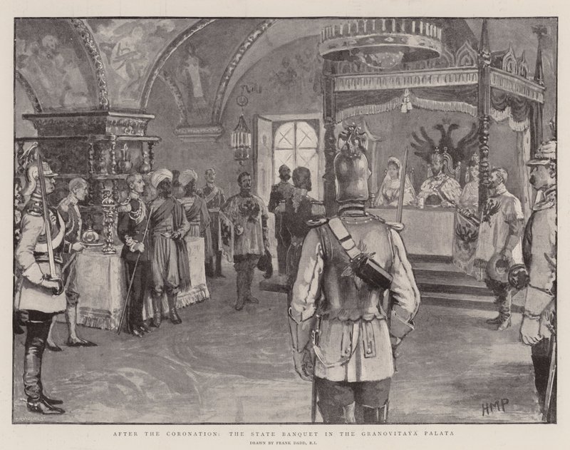 Nach der Krönung, das Staatsbankett in der Granovitaya Palata von Frank Dadd