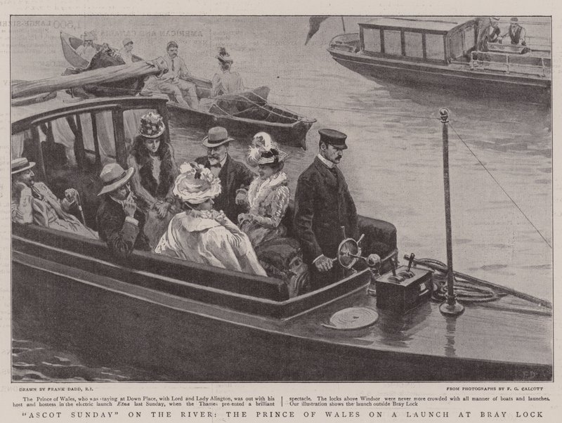 Ascot-Sonntag auf dem Fluss, der Prinz von Wales auf einem Boot bei Bray Lock von Frank Dadd