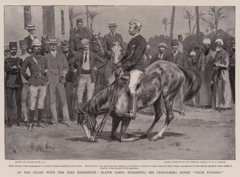 An der Front mit der Nil-Expedition, Slatin Pascha zeigt sein dressiertes Pferd Plum Pudding von Frank Dadd