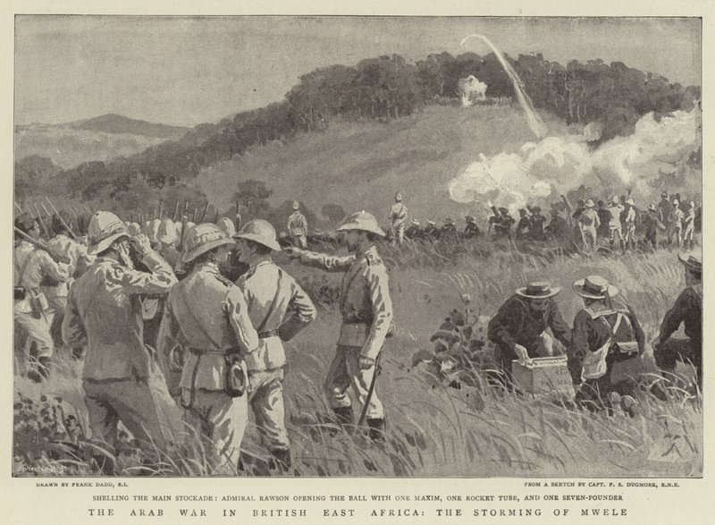 Der Arabische Krieg in Britisch-Ostafrika, der Sturm auf Mwele von Frank Dadd