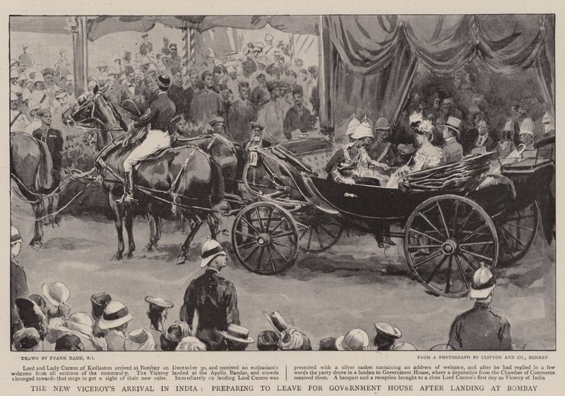 Die Ankunft des neuen Vizekönigs in Indien, Vorbereitung zur Abreise zum Regierungshaus nach der Landung in Bombay von Frank Dadd