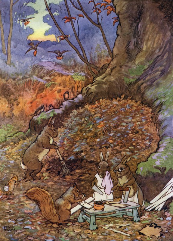 Illustration für „The Babes in the Wood“ (Farblithografie) von Frank Adams