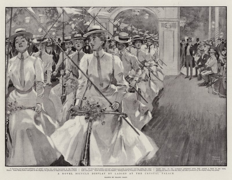 Eine neuartige Fahrradvorführung von Damen im Crystal Palace von Frank Craig