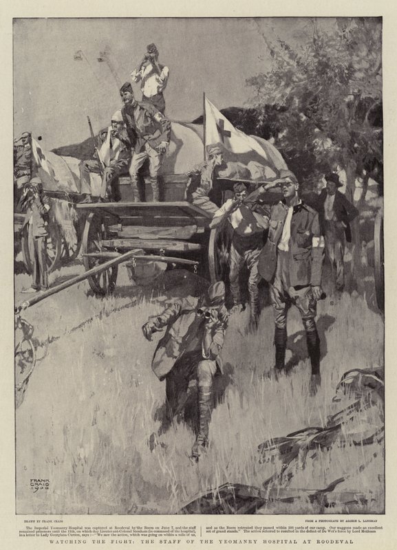 Den Kampf beobachten, das Personal des Yeomanry Hospital in Roodeval von Frank Craig